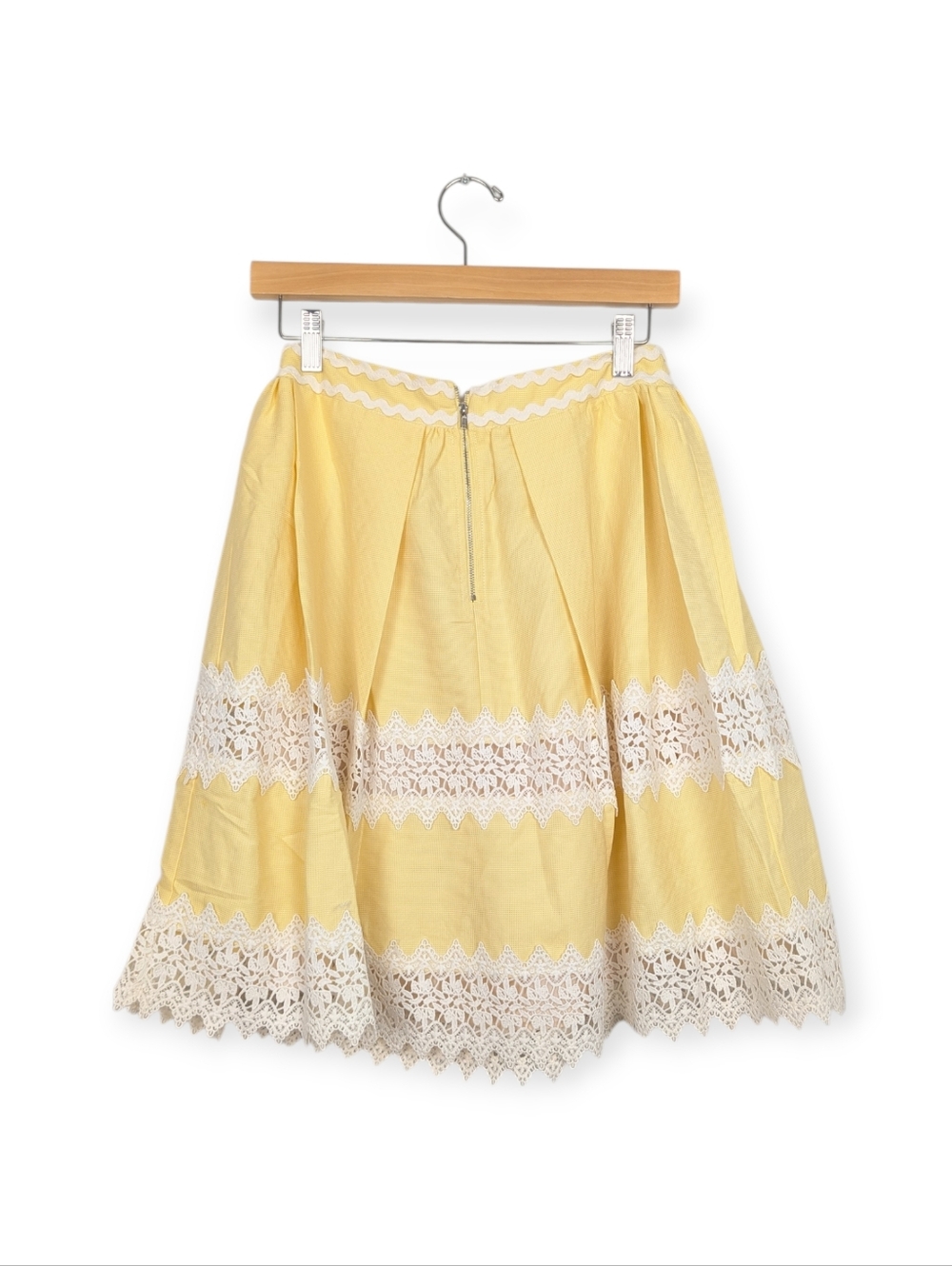 English Factory Skirt S Isabelle Yellow Knee Length Lace Trim - Picture 2 of 8